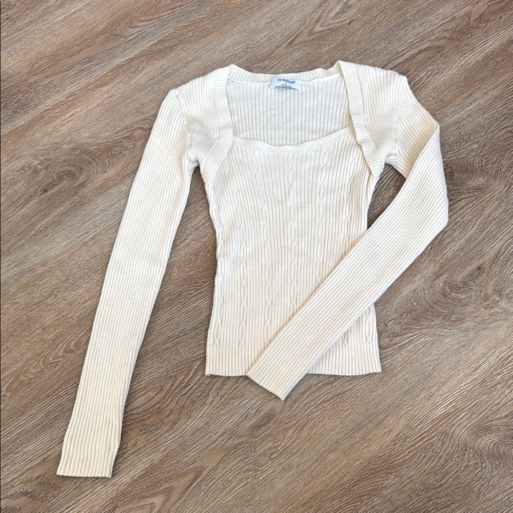 Workshop Republic Clothing Cream Ribbed Top